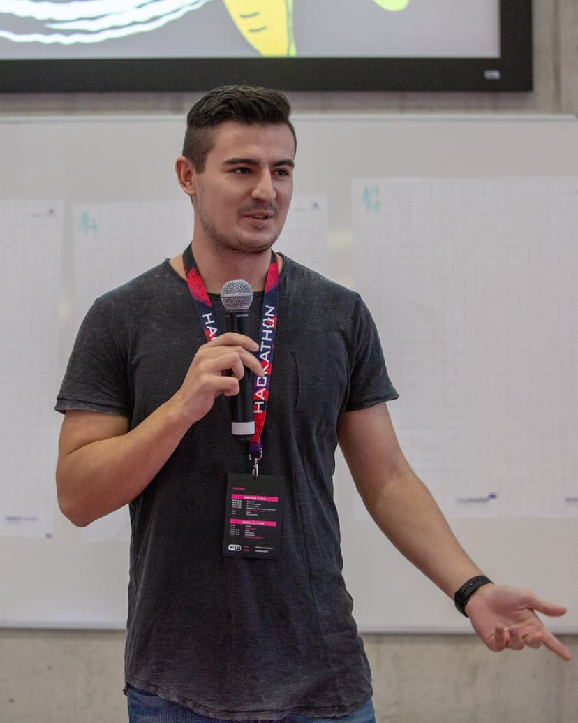 Peter Neupauer, CTO of NSANE.Digital, speaking at a tech conference